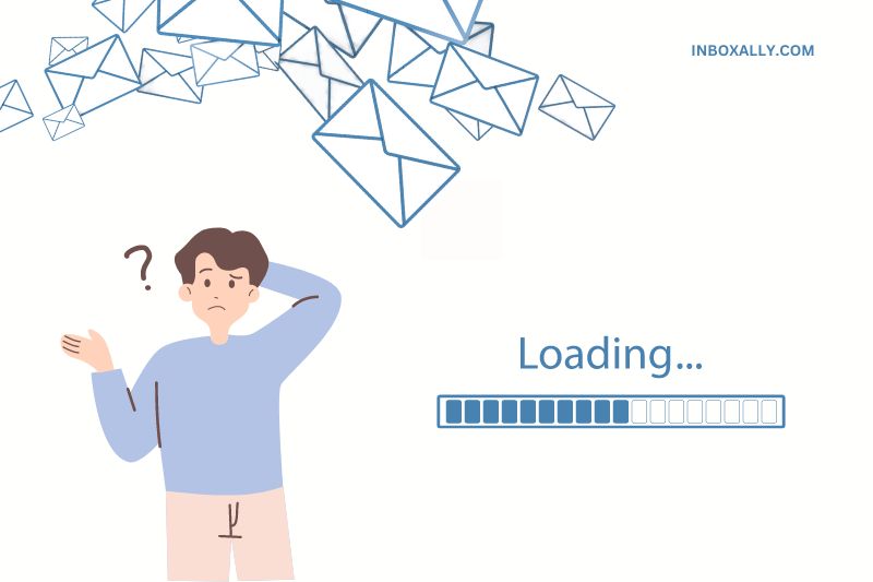 An illustration of a puzzled man with difficulty loading rich media content from email