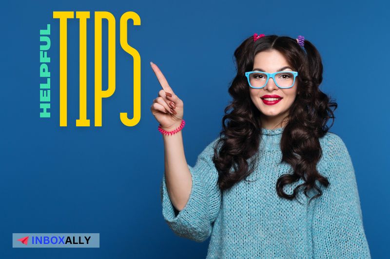 A woman points to the word "TIPS" offering guidance on optimizing Cold Message on LinkedIn strategies.