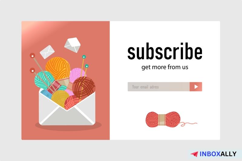 Illustration of an open envelope alongside a subscription form with an email input and submit button. Text reads "subscribe, get more from us and avoid email honeypots for better email security.