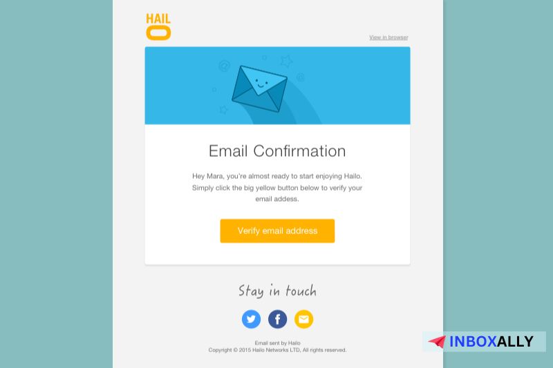 Email confirmation page from Hailo, designed in the latest Email Format 