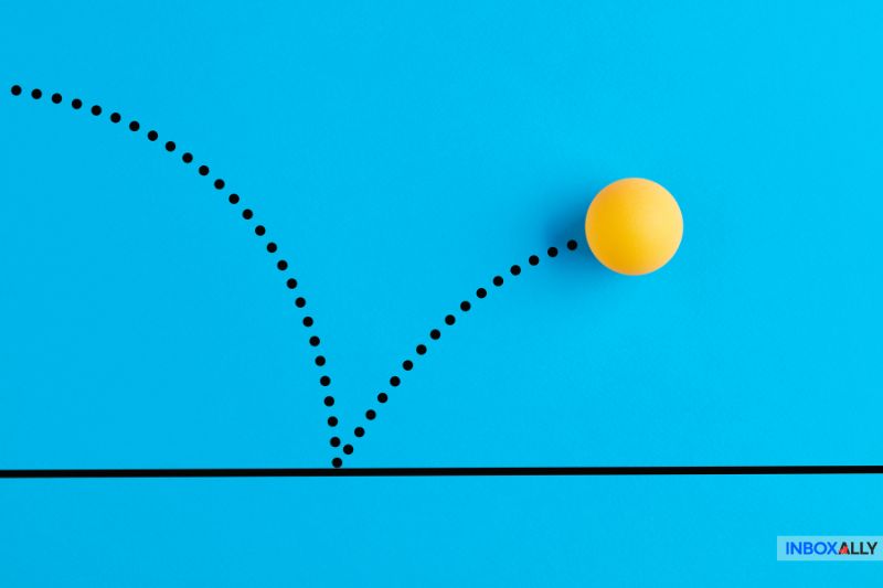 A bouncing ball illustrating email engagement trends, relevant to understanding and improving the "open rate formula" for marketers